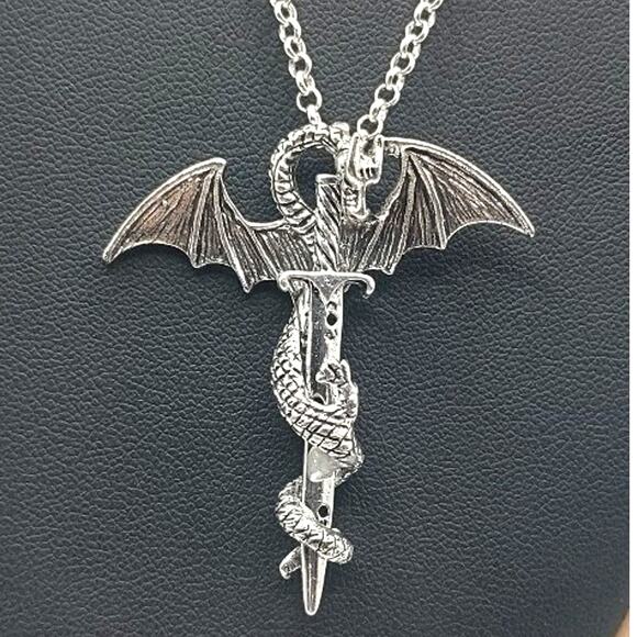Dragon Sword Fantasy 925 Sterling Silver Necklace Valentine's Birthday Gift NEW - Picture 1 of 6
